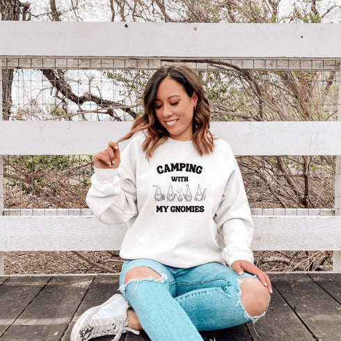 C & Win Sports Camping With My Gnomies Sweatshirt S / White - C & Win Sports